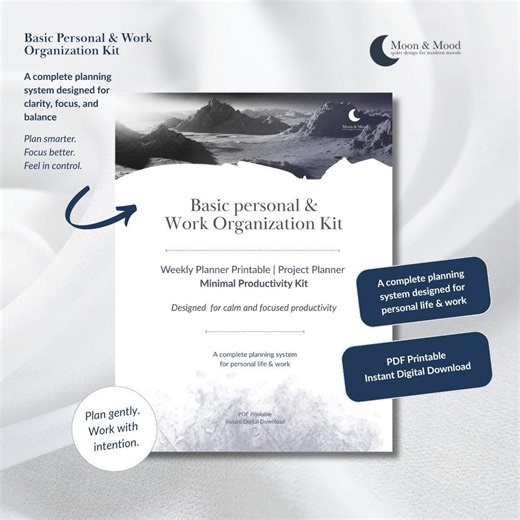 Weekly Planner Printable | Simple Project Planner | Minimal Productivity Kit | PDF Digital Download - Etsy