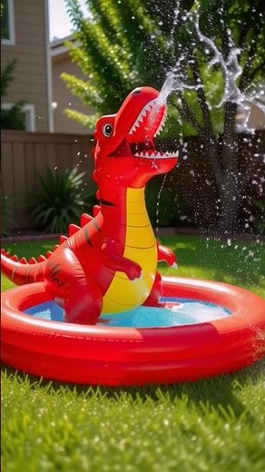 Inflatable Dinosaur Pool 🦖💦 | Crazy Backyard Fun!