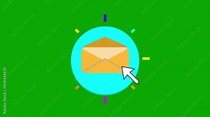 Computer Mouse Clicking on Letter Icon with Open Animation and Color Change