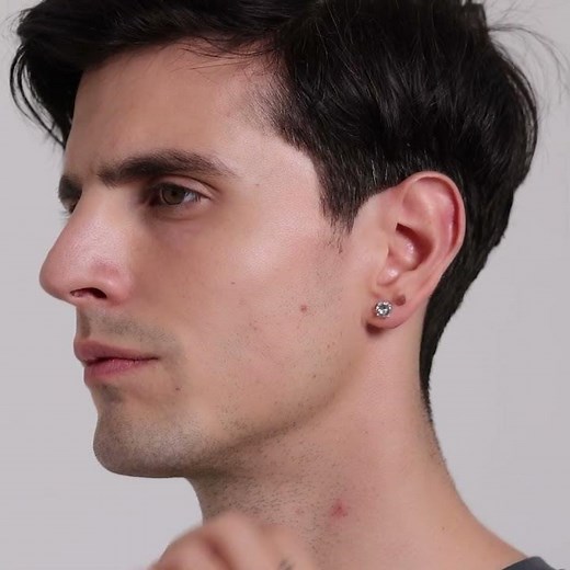 Men's Silver Plated Round Magnetic Clip On Stud Earrings Created with Zircondia® Crystals