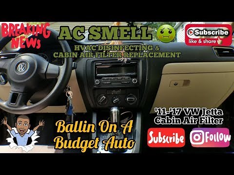 AC SMELL?? How To Disinfect HVAC System and Replace Volkswagen Jetta Cabin Air Filter