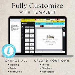 Holiday Card Envelope Template With Modern Christmas Greenery (editable, Printable) - Etsy