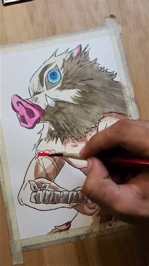 Tutorial painting inosuke #Inosuke #DemonSlayer #KimetsuNoYaiba #AnimeFanArt