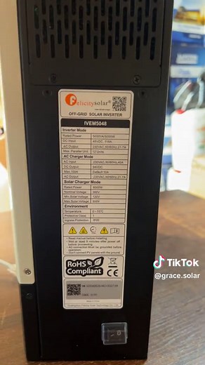 Felicity 5kva 48v Ivem Hybrid Inverter 🏋️‍♀️ Rugged, durable & reliable 🧬 Can parallel up to 12units 🫧 Compactible with all battery type 🔌 100A inbuilt charge controller 💪 24months warranty ✈️ waybill nationwide 🕸️ https://gracesolarenergy.com.ng/ 📍C27 century mall st Patrick bus stop, Alaba international market Ojo Lagos 📞 07030489665 💳 ₦480,000 #creatorsearchinsights #creatorsearchinsights2024 #creatorsearchinsights2025 #solarsystem #nigeria #ghanatiktok🇬🇭 #tiktoknigeria🇳🇬 #treadi