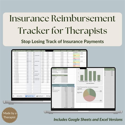 Insurance Reimbursement Tracker for Therapists | Claims Tracking Spreadsheet | Superbill & Insurance Log | Private Practice Finance - Etsy UK