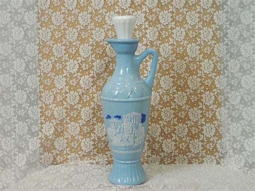 Vintage Jim Beam Decanter, Pale Blue Ceramic Grecian Design With Philosophers - Etsy