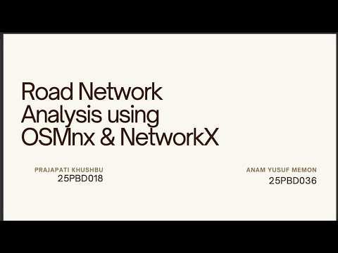 sem2project Road Network Analysis & Route Optimization using OSMnx & NetworkX