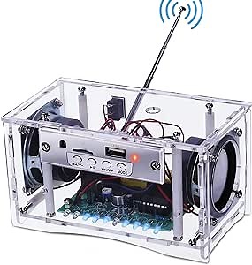 MiOYOOW Speaker Box DIY Electronic Kits, 2 Channel Rechargeable Mini Home Stereo Sound Amplifier with LED Flashing Light, Soldering Project Kit for Learning & Teaching