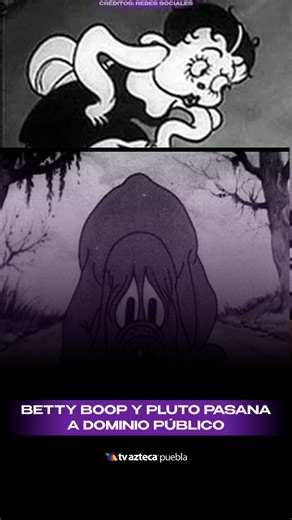 TV Azteca Puebla on Instagram: "BETTY BOOP y PLUTO ya son de dominio público 🎬✨⁣ Desde el inicio de este año, las versiones más antiguas de estos icónicos personajes dejaron de estar protegidas por derechos de autor, por lo que ahora pueden ser utilizados y reinterpretados libremente por distintos artistas y creadores.⁣ ⁣ #BettyBoop #Pluto #DominioPublico #Animacion #Tvaztecapuebla"