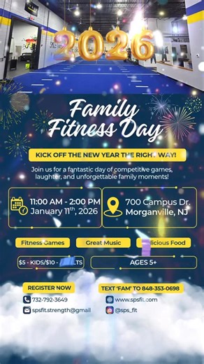 Sentinel Performance NJ on Instagram: "Don’t forget to sign up for Family Fitness Day! Sunday January 11th - 11am to 2pm. Start your New Year off with a bang! 🎊 . DM ‘Fam’ to register! . #spsfit #nj #familyevent #newyears"