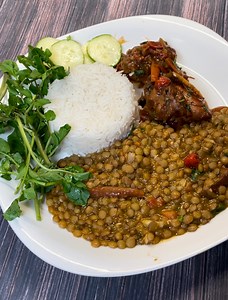 Lets cook my friend favorite dish with Jennys Wok version with secrets ingredients for a delicious mouth watering taste come into my kitchen. Brown Stew Chicken marinated chk overnight 1 cup red wine ( semi sweet) onion/ green peppers/ ripe tomato garlic/habanero/ all spice/ bay leaf meat base/ salt/ tomato paste/ cilantro/ ginger. Stew Lentils with coconut milk 1 lb lentils 1/2 lb salted beef 1 onion/ 3 clove garlic/ 1" ginger bay leaf/ 3 beef bulion habanero/ sofrito carrots/ ripe tomato/ Cuba