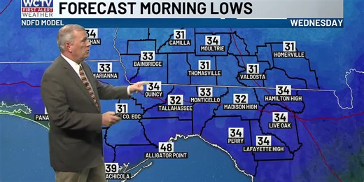 Lows near the freezing mark by Wednesday morning 🥶