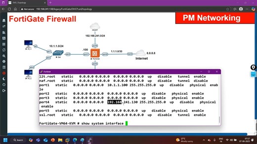 Day 9 FortiGate Firewall _ DHCP Service Configuration on FortiGate Firewall #fortigate | PM Networking