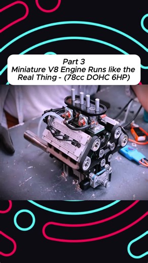 Miniature V8 Engine Runs like the Real Thing (78cc DOHC 6HP) #miniature #v8engine #runs #78cc #6hp