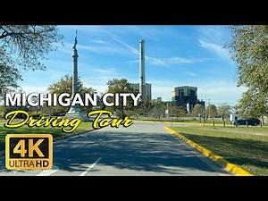 Driving Through Michigan City, IN | Urban Streets and Harbor Views 4K