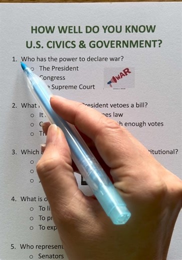🇺🇸 U.S. Civics and Government Quiz. Can you score 7/7? 👀 #usgoverment #dailyquiz #testyourknowledge #coffeeandquiz #fyp