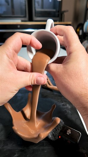 Floating coffee cup sculpture STL: "Floating Cup (smoother look, foolproof assembly)" by bwaslo via Printables #3dprinting #decor #illusion | Mike's Quest Log