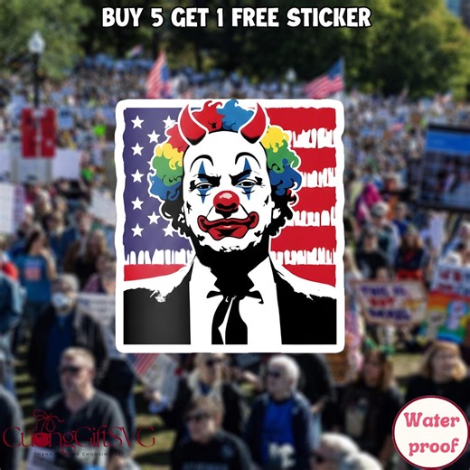 Political Clown USA Flag Sticker/ Magnet, Anti Trump Satire Decal, Protest Art Vinyl for Laptop Car Fridge Activist Gift, Anti Trump - Etsy