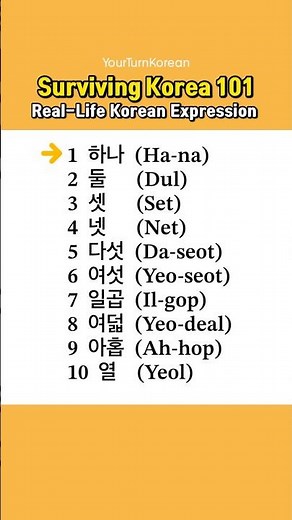 Korean Numbers 1 to 10 (Native Pronunciation)