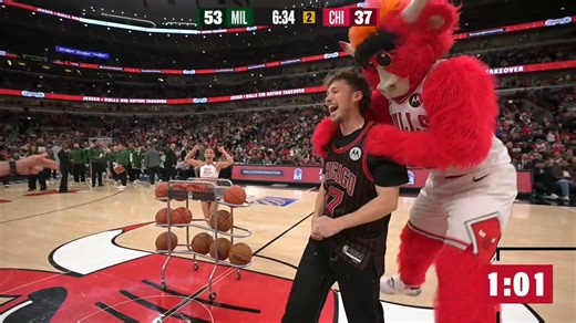 Jesser FROM HALF-COURT 🤯 Jesser's half-court shot won $10K towards higher education for two Bulls Kid Nation All-Stars! | Chicago Bulls