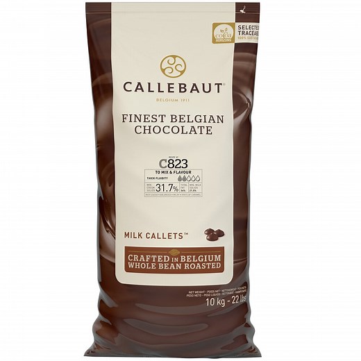 Callebaut Recipe C823 Milk Chocolate Callets™ 22 lb. - 2/Case