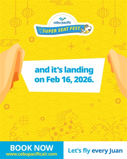 Good vibes, lucky friends, and something exciting ahead ✨ Stay tuned on Feb 16, 2026! | Cebu Pacific Air