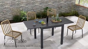 Outsunny Expandable Patio Dining Table for 4-6, 35.5" -70.75" Aluminum Extendable Outdoor Dining Table, Square/Rectangular Patio Table for Garden, Backyard, Poolside, Deck, Gray