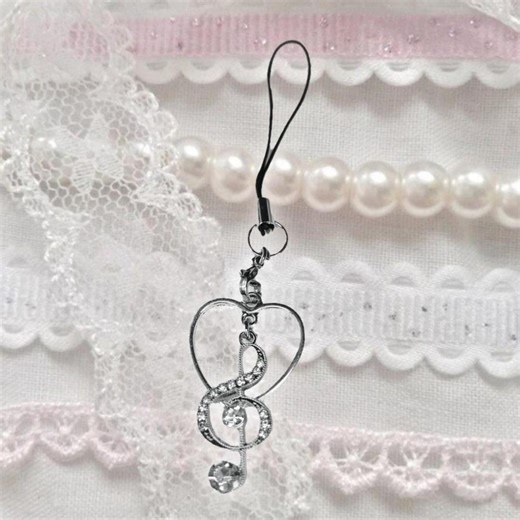 Crystal Music Note Coquette Phone Charm - Etsy