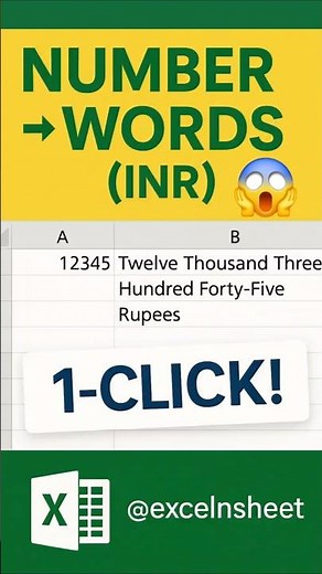Convert Number to Words in Excel | Indian Numbering (Crore/Lakh) Fast! #shortsfeed #shorts