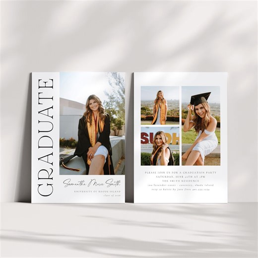 Photo Graduation Invitation, Printable Modern Grad Party Card, DIY Digital Minimalist Graduation Invite - Etsy