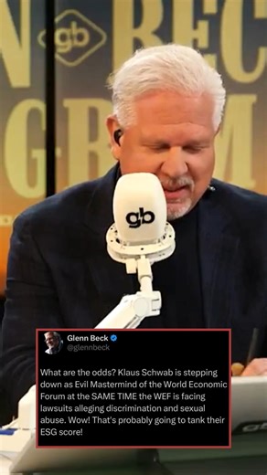 96K views · 3.9K reactions | What are the odds? Klaus Schwab is stepping down as Evil Mastermind of the World Economic Forum at the SAME TIME the WEF is facing lawsuits alleging discrimination and sexual abuse. Wow! That's probably going to tank their ESG score! | Glenn Beck | Facebook