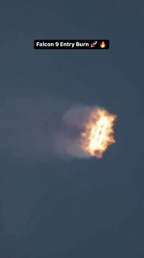 10M views · 10K reactions | ⏩ 3 engines retro fire upon re-entry of a Falcon 9 Booster on the way to a precision landing. The re-entry burn slows the rocket to reduce peak heating, peak structural loads and slow the rocket down. The Booster is mostly empty at this point having expended most of its fuel so it slows down substantially with 3 engines firing. . . . . . #viral #science #exoplanet #rocket #reels #space #astronaut #cosmos #cosmology | Science_cosmo | Facebook