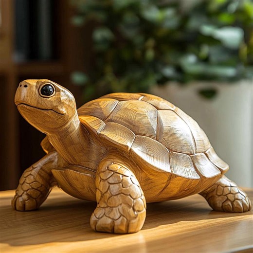 Wooden Turtle Sculpture — Abstract Handmade Wood Figurine for Living Room & Office - Etsy