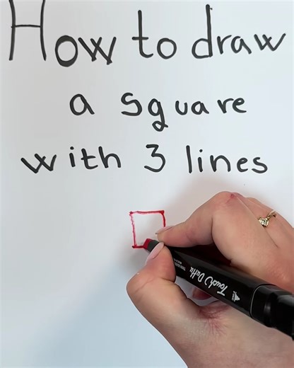 How to draw a square with 3 lines | Naturee