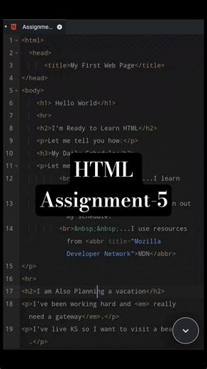 HTML Assignment-5| #html #coding #python #programming #codingtutorial #codinginphone #ytshorts#viral