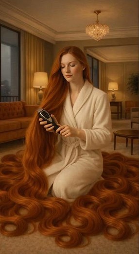 Incredibly Long Red Hair Self Cut with Clippers #longhair #haircutting