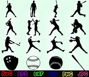 Softball Svg - Softball Silhouette - Softball Cut Files - Softball Svg Bundle - Softball Clipart - Softball Design Svg - Sport Svg - Cricut - Etsy