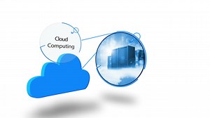 Blue cloud computing graphic on white | Premium Stock Video Footage