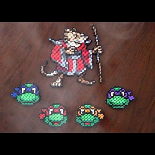 Splinter and the Teenage Mutant Ninja Turtles | TMNT Inspired Perler Art #pixelart #art