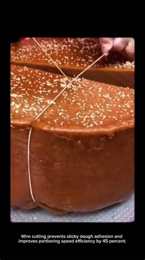 Precision String Cutting Large Sesame Mochi Blocks For Clean Slices