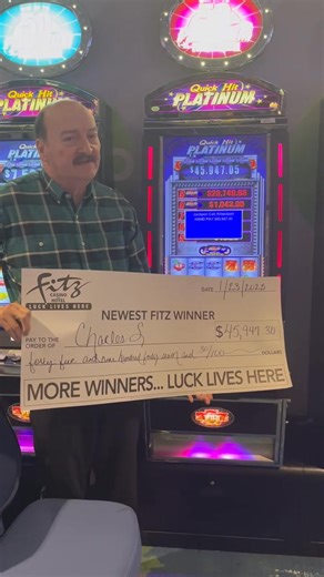 7.7K views · 212 reactions | HUGE WIN!!! OVER $45,000 jackpot hit today! Congrats Charles! Luck Lives at Fitz Must be 21 or older and not gaming prohibited. | Fitz Casino Tunica | Facebook