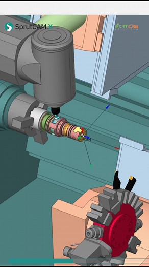 SprutCAM Mill Turn Toolpath Simulation #sprutcam #mill5axis #millturn #turning #cadcamcnc #softonesolutions