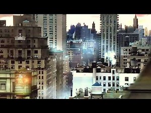 Batman's Gotham City skyline, drone panoramas