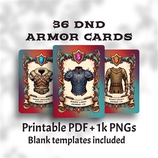 5e Dnd Armor Cards – 36 Printable and Fillable Item Handouts - Etsy