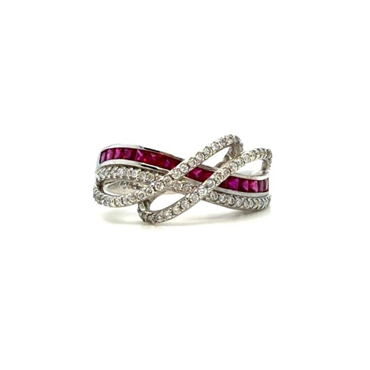 18K White Gold Ruby Diamond Infinity Band Ring, Natural Earth-mined Stones - Etsy