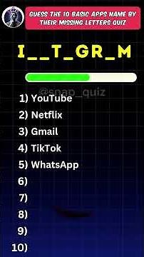 Guess 10 basic apps by missing their letter quiz #basicapps #quizchallenge #quiztime #quizgame