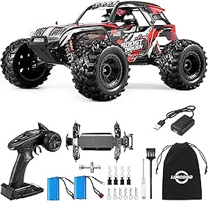 Fast RC Car, 4x4 High Speed Rc Cars 35MPH, 1:10 Large Hobby Rc Cars,All Terrain Rc Trucks, 4WD Off Road Fast Remote Control Car for Adults,40+min. with Headlights 2 Batteries