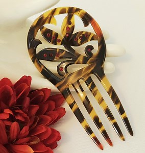 Antique Celluloid Faux Tortoise Shell Hair Comb With Rhinestone - Etsy