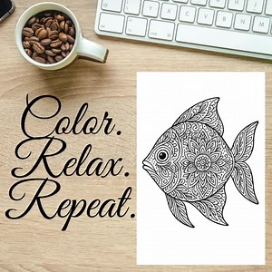 Mandala poisson à colorier, conception de mandala animaux océan pour adulte et enfant, feuille de coloriage imprimable relaxante de soulagement du stress, téléchargement numérique - Etsy France
