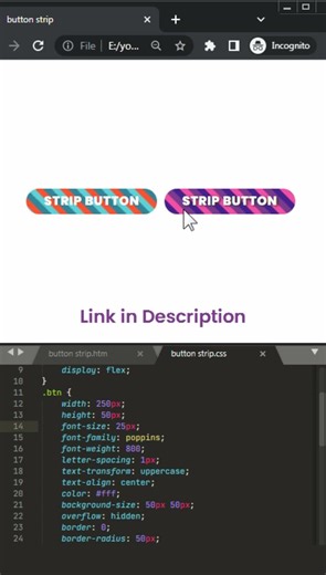 🎨 Strip Button Magic! HTML CSS ✨ #Shorts #coding #trending